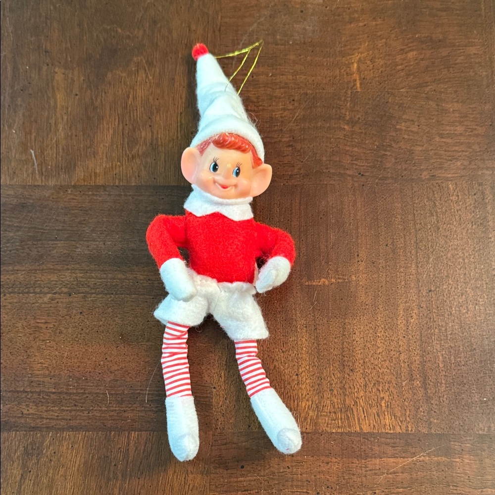 Christmas Holiday Pixie Elf Bendable Legs and Arms 9.5" Red Sweater
